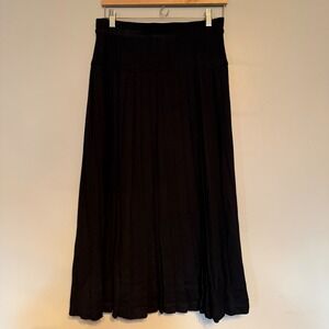 Vintage Koret Career Black 100% Wool Pleated Midi Skirt Made in USA Size Large